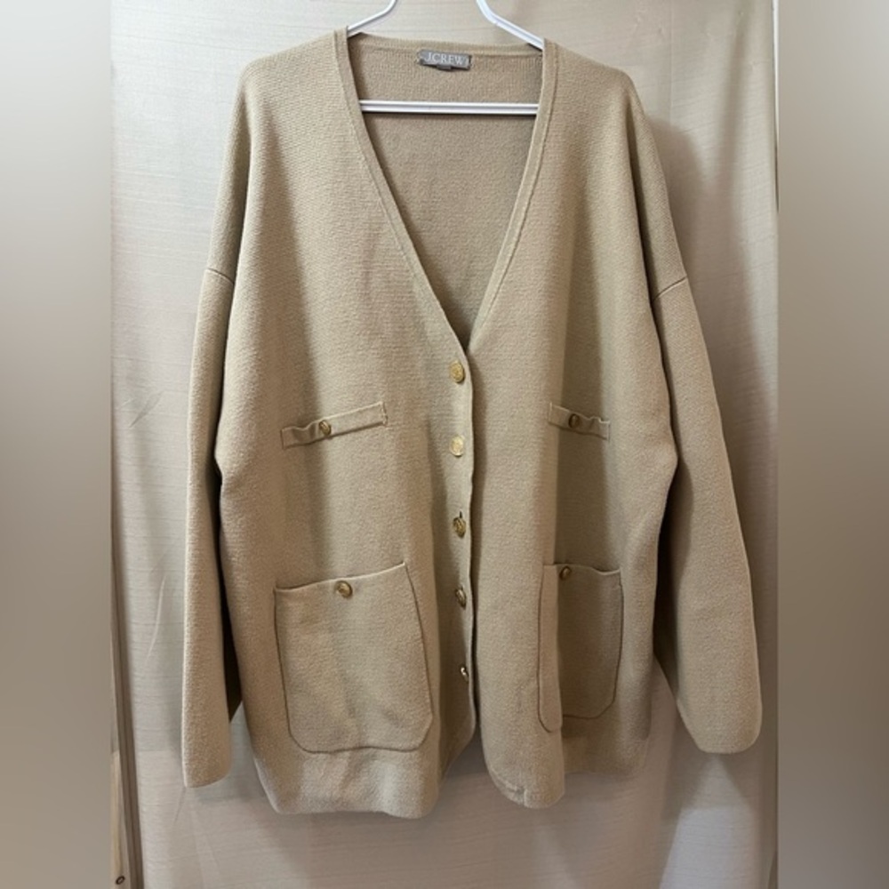 J. Crew gorgeous oversized cardigan gold button accents big pockets size 2XL